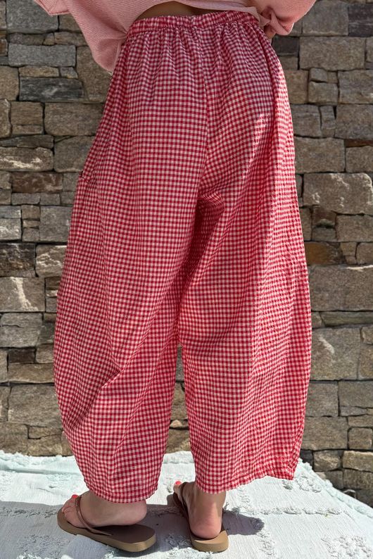 Arbi Gingham 7/8 Barrel Pant Red?